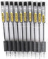 PIANO Comfort Grip Retractable - Needle Ballpoints Pens Black Pointer,0.8 mm - Pack of 10...