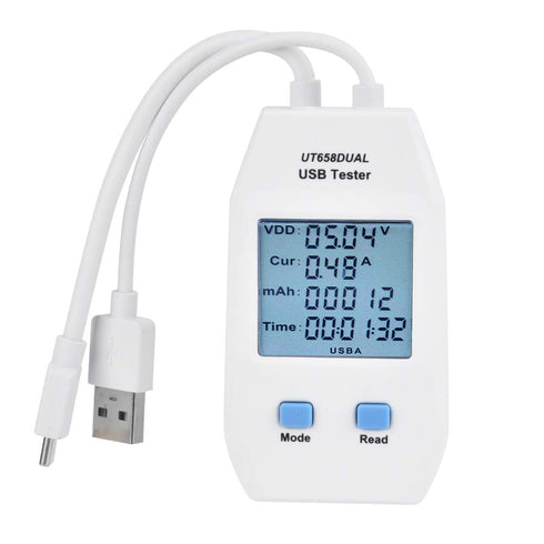 USB Power Meter, USB Detector, UNI T LCD USB Tester Detector Voltmeter Ammeter Digital Power Capacity Tester Meter(UT658 Dual)(UT658 Dual)...