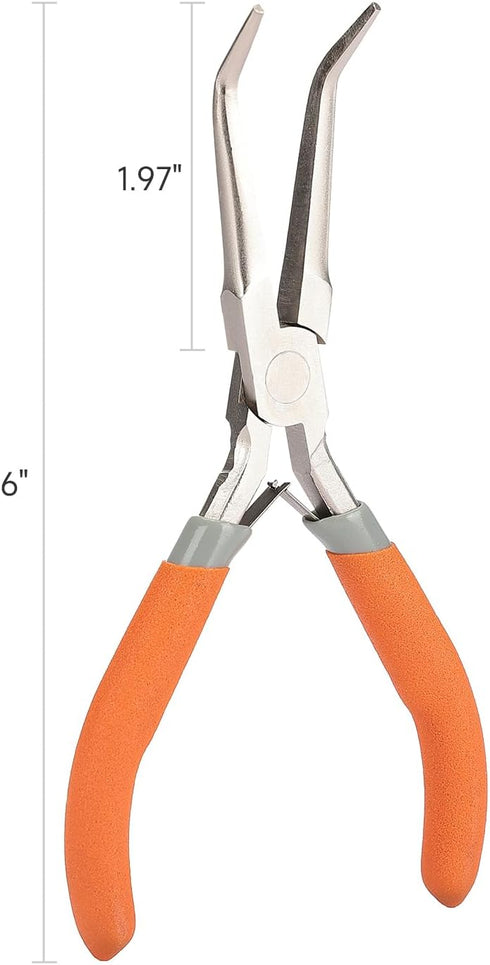 Fish Bone Pliers/Tweezers 6 Inches Bent nose pliers Curved Stainless Steel With Non-Slip Grip...