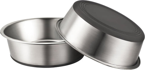 2 Pack Stainless Steel Dog Bowls, Premium Metal Dog Bowls with Non Slip Rubber Bottom, Dishwasher Safe, Easy to Clean, 4 Cup, Gray Bottom...
