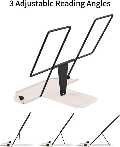 MSDADA Metal Book Stand for Desk, Adjustable Reading Rest Book Holder, Portable Cookbook Documents Holder, Sturdy Typing Stand for Recipes Textboo...