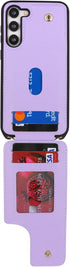 for Samsung Galaxy S22 Case with Card Holder and Strap for Women,Crossbody Lanyard,Ring Stand,Snap Clasp,Phone Wallet Cases 6.1 inch(Purple)......