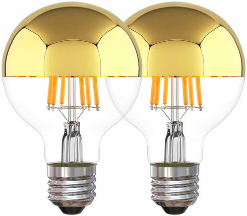 Half Gold Light Bulb Dimmable, 6W (Equivalent 60 Watt) G80/ G25 Globe Shape Decorative LED Light Bulb, 2700K Warm White Edison Bulb, Gold Tipped M...