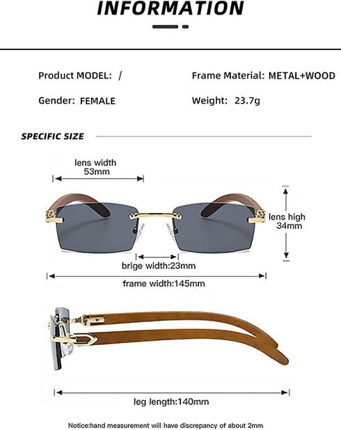 Heptagram Rectangle Fashion Rimless Sunglasses for Women Men Gangster 90s Frameless Shades Retro Vintage Trendy Eyewear...