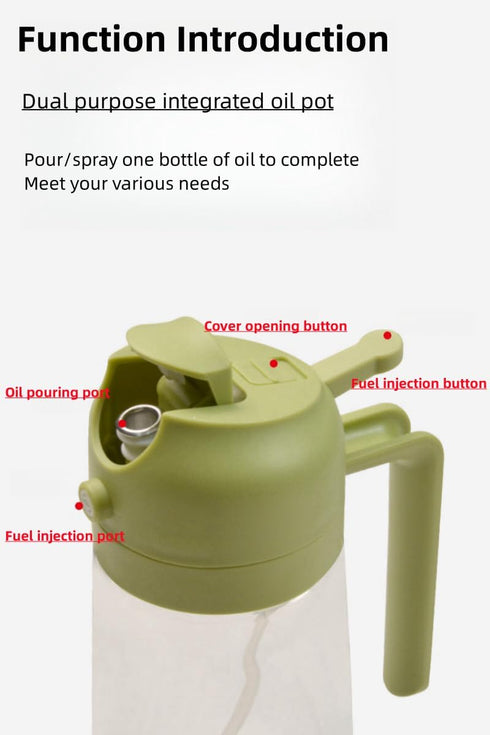 2 in 1 glass olive oil filling bottle, 2 in 1 cooking oiler, spray, kitchen press fuel injector, used for salad making, baking, frying, barbecue, ...