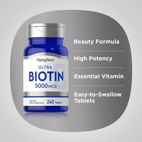 Piping Rock Biotin 5000mcg | 240 Tablets | Beauty Vitamin Supplement | Vegetarian, Non-GMO, Gluten Free...