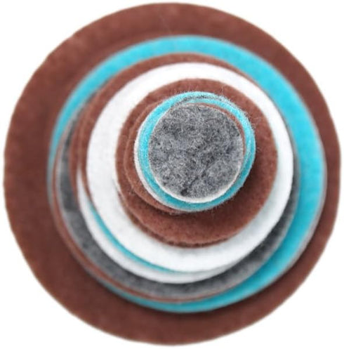 Playfully Ever After Charcoal Gray, Cocoa Brown, Turquoise Blue & White Craft Felt Circles (Mixed Size Pack - 56pc)...