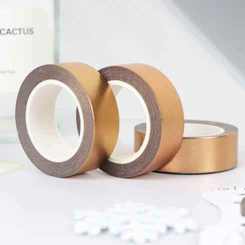 MEI YI TIAN 6 Rolls Solid Copper Gold Foil Washi Tape Set 15mmx10m Bronze Golden Stamping Paper Adhesive Masking Tapes Sticky Paper Tape for DIY S...