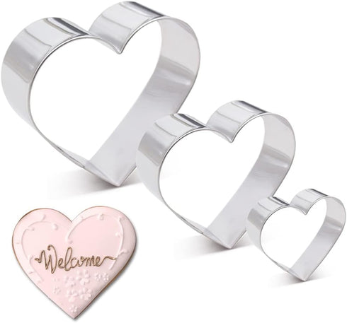 Kanntie 3 Pieces Heart Cookie Cutter Set - Premium Stainless Steel...