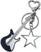 Punk Music Bass Electric Guitar Keychain, Guitar Love Heart Star Key Teens Girls Music Lovers...