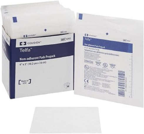 COVIDIEN 1050 Telfa Non-Adherent Pads Prepack, 4" x 3" (Pack of 50)...
