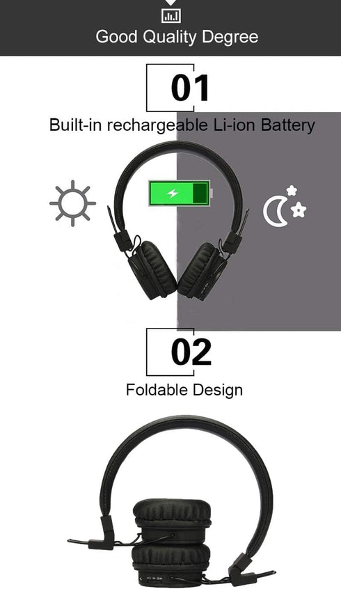 NIA Wireless Over Ear Headphones, Multifunctional Foldable Colorful Stereo Bass Bluetooth Headsets with 3.5mm Jack/Microphone/MP3 Player/FM Radio ...
