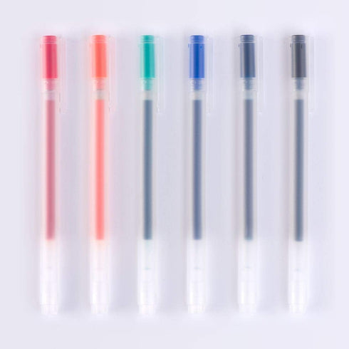 MUJI Gel Ink Ballpoint Pen 6-Colours Set, 0.5 mm Nib Size...