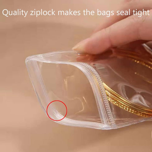 100 Pack PVC Clear Jewelry Anti Oxidation Zipper Bag Antitarnish Plastic Bags for Packaging Jewelry Rings Earrings Transparent Poly Pouch (Clear, ...