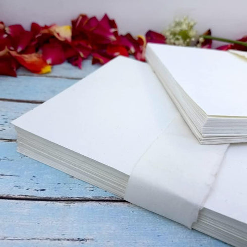 Deckle Papers 300gsm Thick Printer Friendly Handmade Paper Card Stock Printer Paper Size-8.3x11.7 Pack of-20 Ivory White...