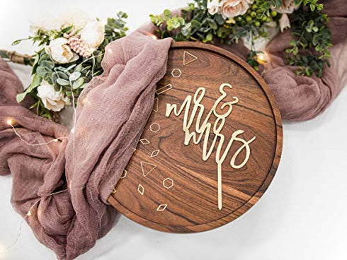 LS Designs Mr & Mrs Cake Topper - Gold Acrylic, 5.5 Inches x 8 Inches - Wedding Occasion...