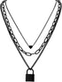 Stacked Necklaces for Women Black Lock Chains Heart Grunge Layered Necklace Aesthetic Pendant Multilayer Choker...