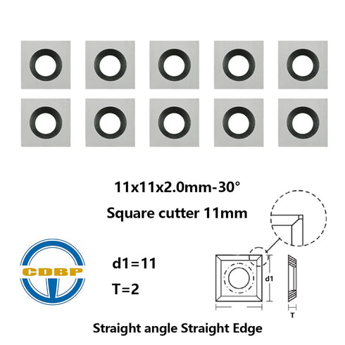 11mm Square Straight Carbide Inserts for woodturning, 11×11×2.0mm Replacement Cutter for Woodworking Fits Spiral Helical Planer Cutter Head or lat...