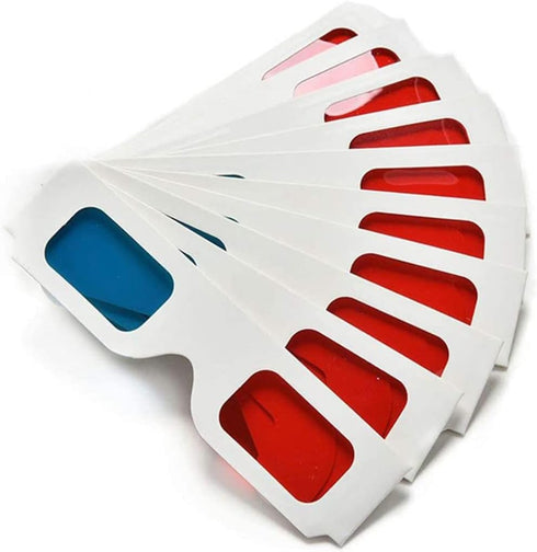 3D Paper Glasses, Red and Cyan Anaglyph, White Cardboard Frame, 50 Pairs...