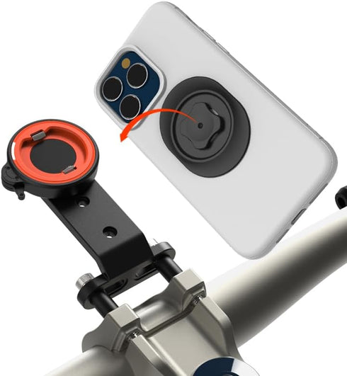 Quick-Release Mountain Bike Phone Mount, Out-Front Bicycle Phone Mount for Bike Mtb Road Bike Stem, Aluminum Bike Phone Holder with Adhesive Adapt...