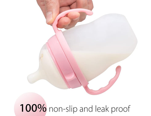 Baby Bottle Handles for Comotomo 5 Ounce & 8 Ounce Silicone Baby Bottles, Compatible Comotomo Bottle Holder for Baby, Pack of 2, Pink...