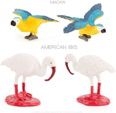 10 Pcs Simulated Bird Animals Parrot Model Figure Toys, Realistic Flamingo Birds Figurine Collection Playset Cake Toppers Gift for Kids Educationa...