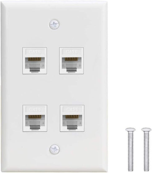 4 Port Ethernet Wall Plate - VICTEK - Cat6 Wall Plate Female to Female Decorative Faceplate...