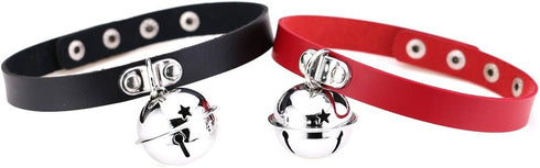 Multicolor PU Simulated Leather Silver-tone 4cm Large Bell Pendant Neckband Choker Necklace...