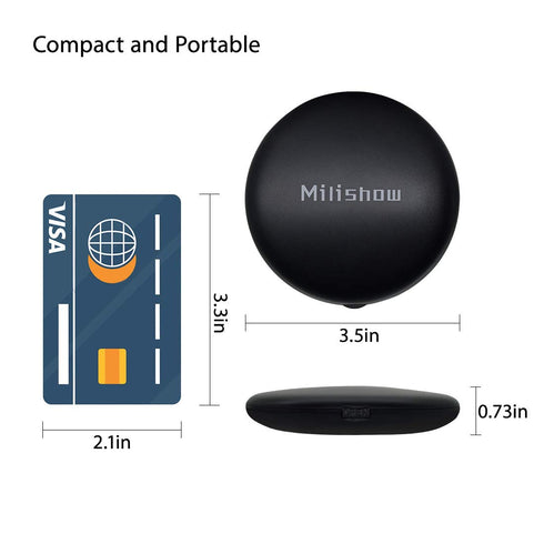 Travel Mirror with LED Lighted,1x/10x Magnification Compact Mirror with Light, 2-Sided Illuminated Folding Round Mirror, Handheld Pocket Makeup Mi...