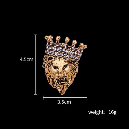 Retro Lapel Pin Brooch for Men,Rhinestone Tiger Head Brooch Pins. Animal Lapel Pins Lion Wolf Head Collar Brooch Safety Pin Men Suit Accessory...