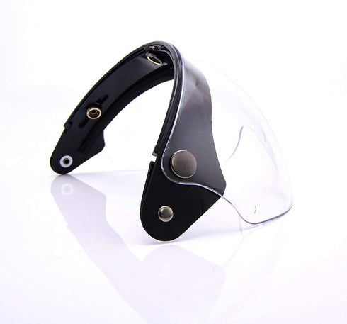 WANCAR Universal Motorcycle Retro Pilot-Style Standard 3 Snap-Button Visor Flip Up Down Open Face Helmet Wind Shield(Clear)...