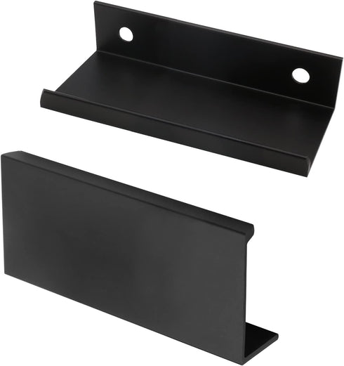 2PCS Back Mount Finger Edge Pull 80mm/3.15", Aluminum Hidden Handle Concealed Tab Pulls for Home Kitchen Living Room Door Drawer Cabinet (Black, S...
