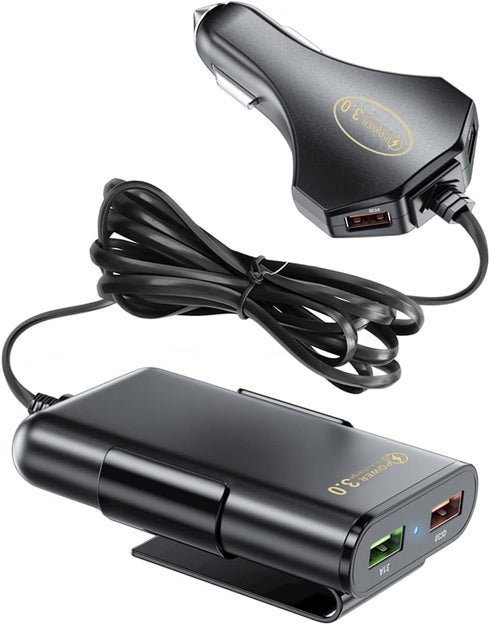 Quick Charge QC 3.0 Car Charger, 4 Multi Ports Front/Back Seat Car Charger Adapter for Andriod iOS Devices with 5.6 Feet Cable, Fit for Most Cars....