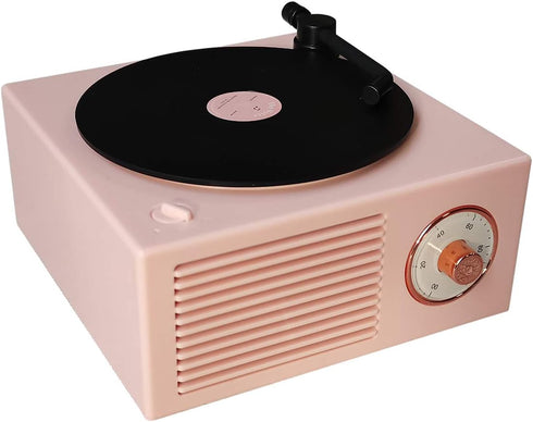Old Fashioned Classic Style Bluetooth Speaker Pink Vinly Record Player Style Cute Look Creative Gift for Girls Bass Enhancement Loud Volume Speake...