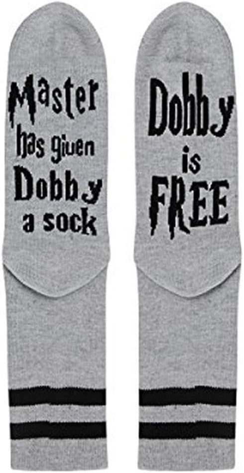 Dobby Socks, SweetGo Dobby Is Free Knitted Words Unisex Combed Cotton Novelty Funny Socks 1 Pack (Gray-1 Pair, One Size)...
