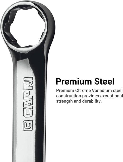 Capri Tools 12 mm WaveDrive Pro Stubby Combination Wrench for Regular and Rounded Bolts...
