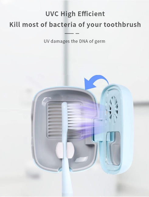 Rechargeable Mini UV Toothbrush Sterilizer Cover with Fan and USB Cord for Travel or Home, Long Battery Life and Improved Case Ventilation (Blue)...