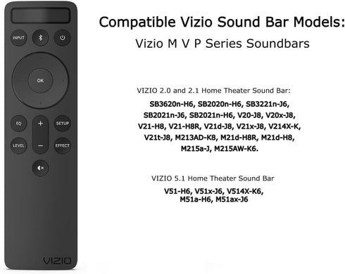 OEM Replacement Bluetooth Backlit Display Sound Bar Remote Controller for Vizio 2.1 5.1 Home Theater Sound Bar, Vizio Channel Soundbar System and ...