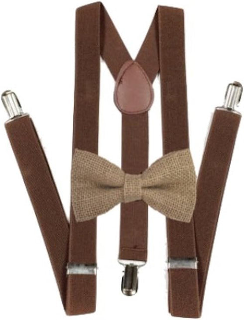Hemp Bow ties and brown suspenders Set Combo Mens (Brown)...