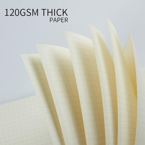 3 Pack A5 Spiral Graph Notebook with 120gsm Thick Paper, Grid Spiral Notebook with Plastic Hardcover and Elastic Band Closure, 80 Sheets Per Pack ...