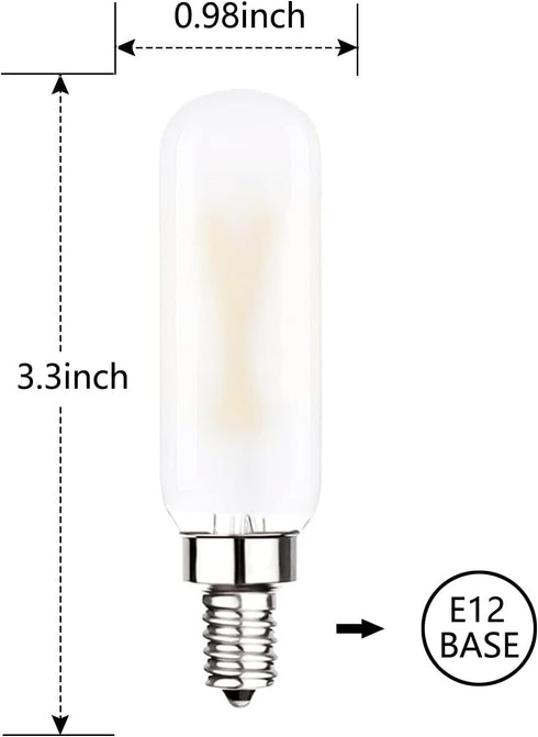 Dimmable T6 LED Bulb 25W Candelabra 2W E12 Edison Light Bulbs Soft White 3000K, T25 Mini Tubular Frosted Glass LED Filament Chandelier Light Bulbs...