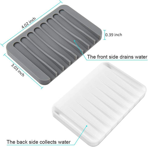 2PCS Soap Dish Holder, Premium Silicone Soap Dishes for Shower Bathroom Kitchen Sinks? Soap Tray Saver Drainer, Self-draining Waterfall, Non-Slip ...