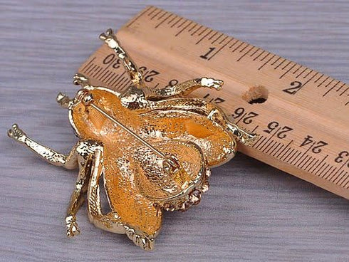 Alilang Golden Tone Light Topaz Colored Rhinestones Bug Insect Wings Brooch Pin...