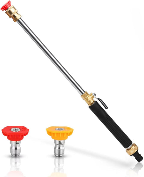 2024 Upgraded Pressure Garden Hose Wand, Includes 2 High-Pressure Nozzles and Quick Connectors, Hydro Jet Hose Nozzle Wand for Gutter Patio Car Pe...