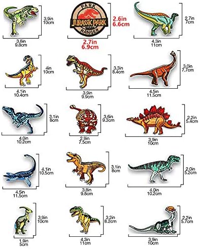 Dinosaur Iron on Patches Dinosaur Embroidered Applique Patches Badge Morale Decoration Sew on Patches for Jacket Jeans Backpacks Hat Clothing (14 ...