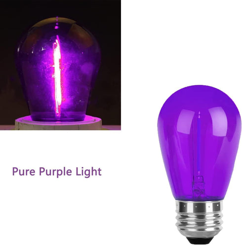 Sxminer 15 PCS LED Purple S14 Bulbs Christmas Replacement Bulb 1W LED String Light Bulb E26 Base Edison Bulbs Plastic Shatterproof Decorative Bulb...