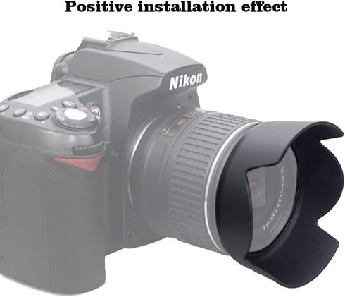 HB-69 Lens Hood Shade for Nikon AF-S(Not for AF-P) DX 18-55mm f/3.5-5.6GVR II(Not for G VR,Not for G EG II),52mm Digital Tulip Flower Lens Hood Bl...