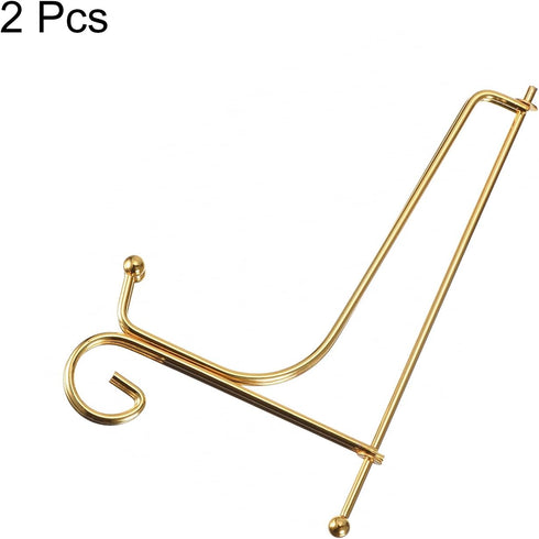 uxcell Plate Stand for Display, 6 Inch 2Pcs Iron Decorative Plate Holder Metal Easel Folding Display Stand for Photo Picture Frame, Gold...