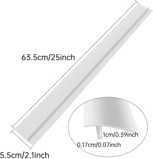 MSDADA 2 Pcs Silicone Stove Counter Gap Cover, Kitchen Counter Gap Anti-Slip Filler for Seals Spills Between Counter, Stovetop, Oven, Washing Machine (25 Inches, White?