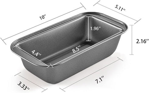 Mikim Small Loaf Pans for Baking Bread 10x5 Inch Outer Diameter, Carbon Steel Mini Bread Loaf Pans for Homemade Bread, Rectangular Set of 2, Gray...